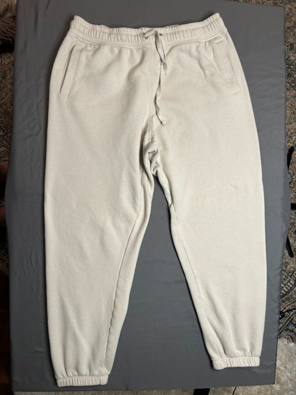 Calvin Klein Fleece Jogger Sweatpants Off White Oatmeal Embroidered Logo